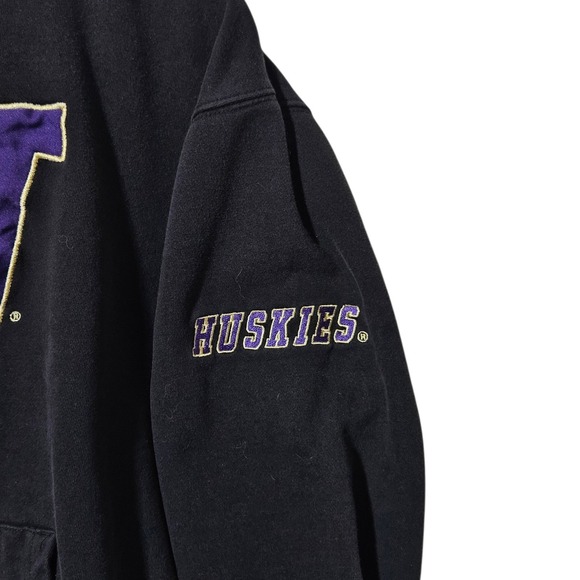 Washington Huskies Hoodie Mens Large Sweater Black Purple Vintage Sweatshirt - Picture 2 of 10